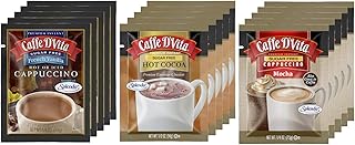 Caffe D'Vita Sugar Free Cappuccino Assortment (Hot Cocoa, French Vanilla, Mocha) - Instant Cappuccino Mix, Gluten Free, No Cholesterol, Sugar Free - 0.5 oz each, 15 Packets, 5 of Each Flavor