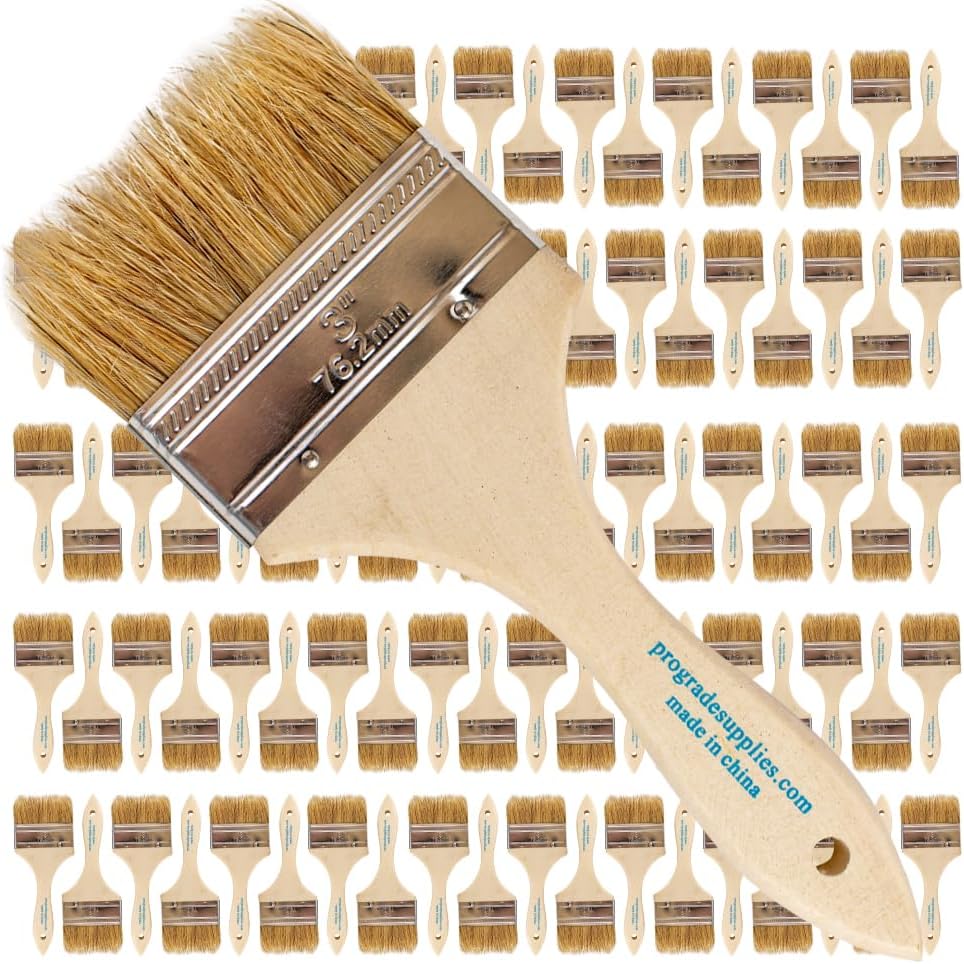 Pro Grade - Chip Paint Brushes - 96 Ea 3 Inch Chip Paint Brush Light Brown