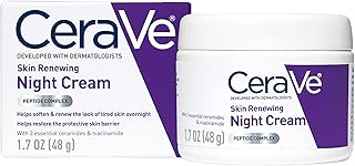 CeraVe Skin Renewing Night Cream, Niacinamide, Peptide Complex, and Hyaluronic Acid Moisturizer for Face, 1.7 Ounce, Packaging may Vary
