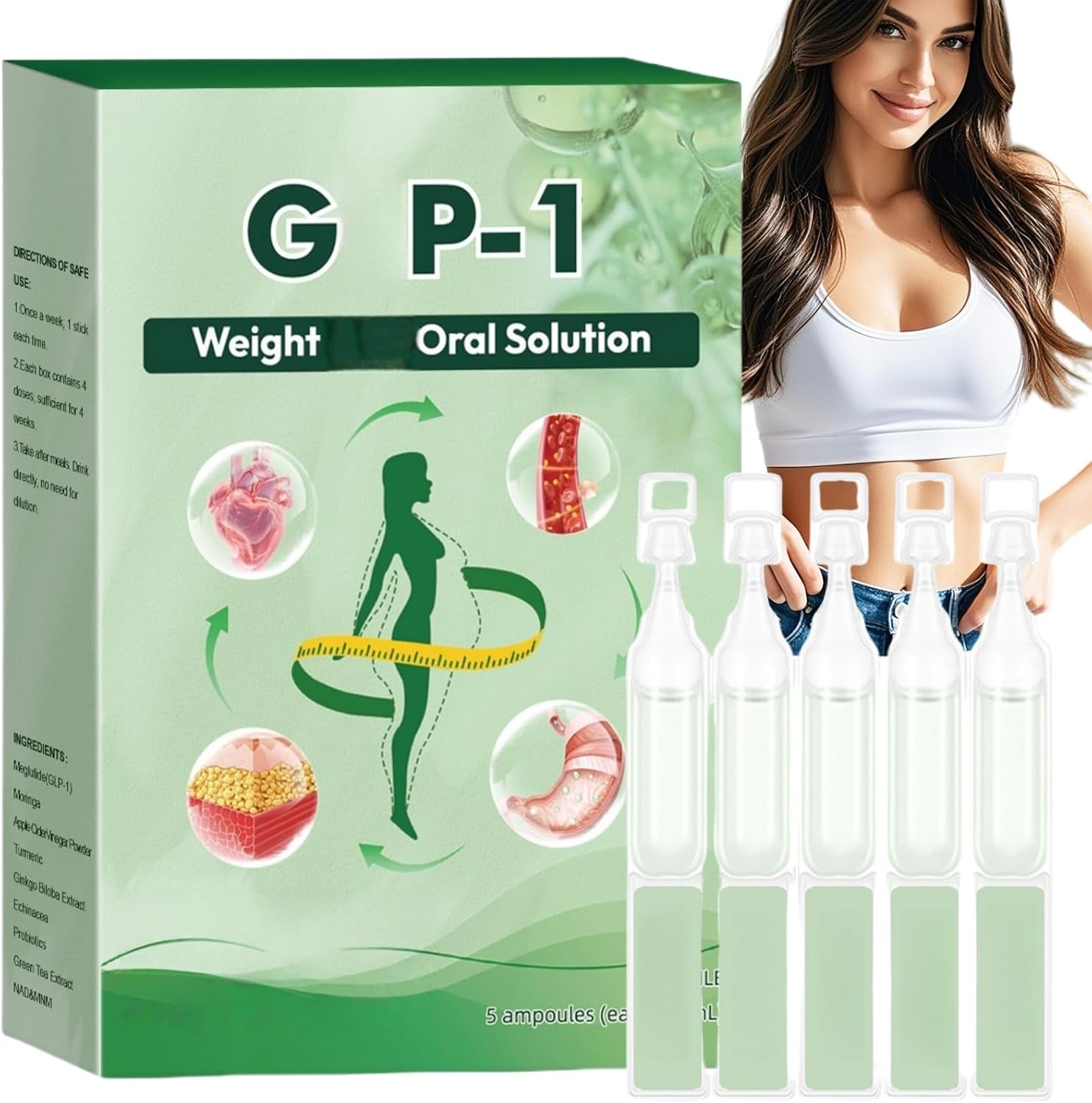 5pcs Ampoules Gl/P-1 Or-Al Solution,Gl/P-1 Drops We/Ight Loss,Body Care Drops,Glp-1 Slim/Ming DRO/ps,Individual Packaging,Suitable for Everyone,Moisturizing Liquid for Smooth,&Firm Skin,Skin Care