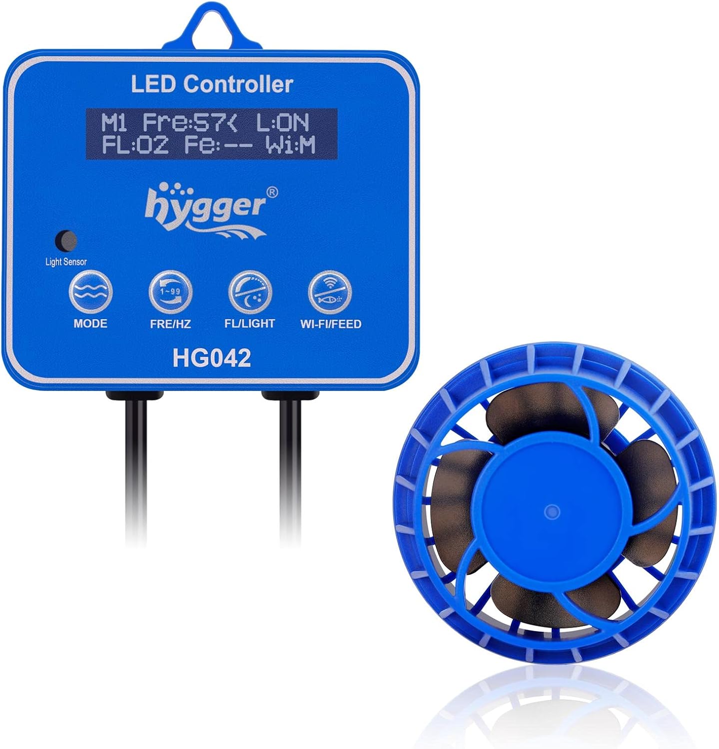 hygger 24V DC Aquarium Wave Maker with Controller, for 280-750L Fish Tank 6 Wave Modes Adjustable Water Flow Speed 12000LPH 18W, Freshwater Saltwater Coral Reef Tank Magnet Power head, Blue