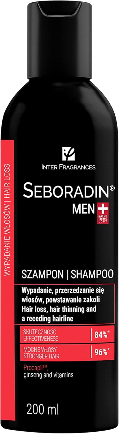 SEBORADIN MEN Hair Shampoo For Hair Loss Hair Thinning Shampoo 200 ml Vitamins And Natural Extracts For Thickening And Growth Natur Technology Hair And Scalp Treatment Care Receding Hairline