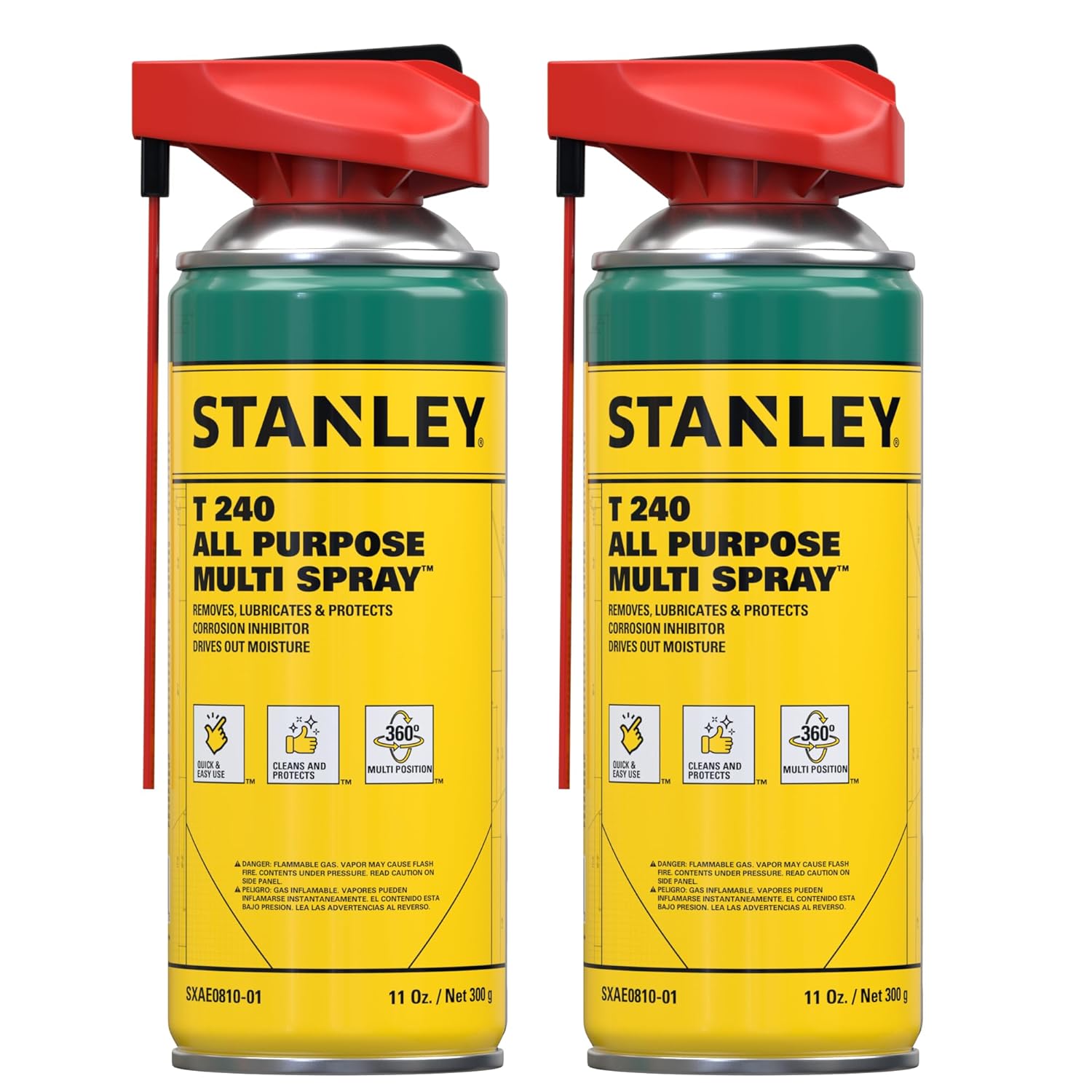 STANLEY T 240 Corrosion Inhibitor Spray - Rust Remover&Cleaner Aerosol - Versatile Rust Prevention Spray for Garage, RV, Woodworking, Power Tools - 11 Oz, 2 Pack