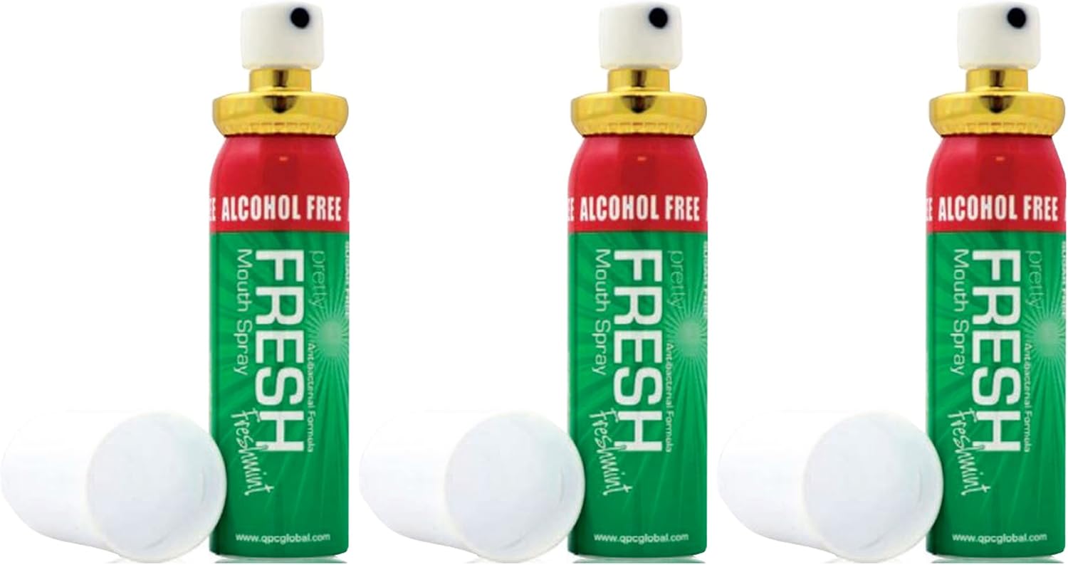 3 x FRESH MINT BREATH SPRAY ALCOHOL FREE ANTIBACTERIAL BAD BREATH & SMOKERS 20ml