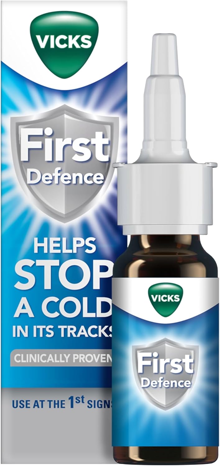 Vicks Nasal Spray For Blocked Nose, First Defence, Relief Of Cough Cold And Flu Like Symptoms, Nose Spray Helps To Inactivate & Remove Cold Viruses, Blocked Nose Relief, Cold Virus Blocker, 15 ml