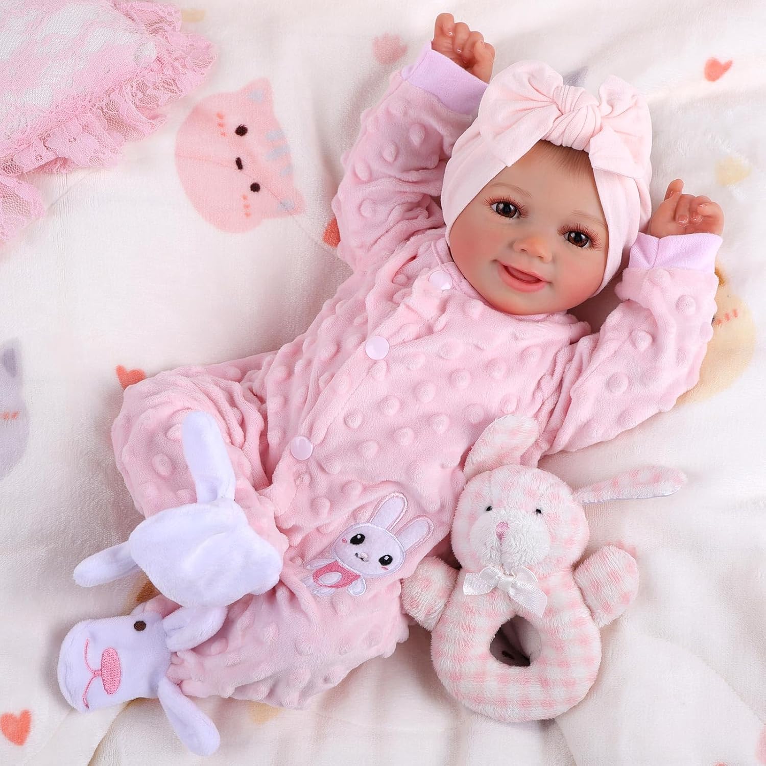 BABESIDE Reborn Babies Doll Sunny 17 inch Realistic Newborn Girls Lifelike Real Full Vin-yl Body Open Eye