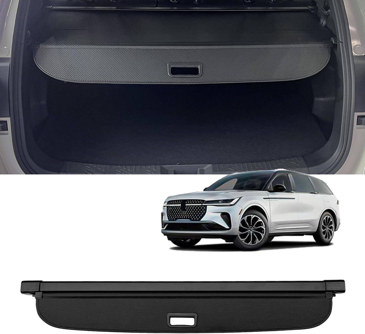 AUXKO Retractable Cargo Cover for Lincoln Nautilus 2025 2024, Trunk Cargo Cover Luggage Security Shade Cover for 2025 2024 Lincoln Nautilus Shielding Anti-Peeping Luggage Privacy Screen, Carbon Fiber