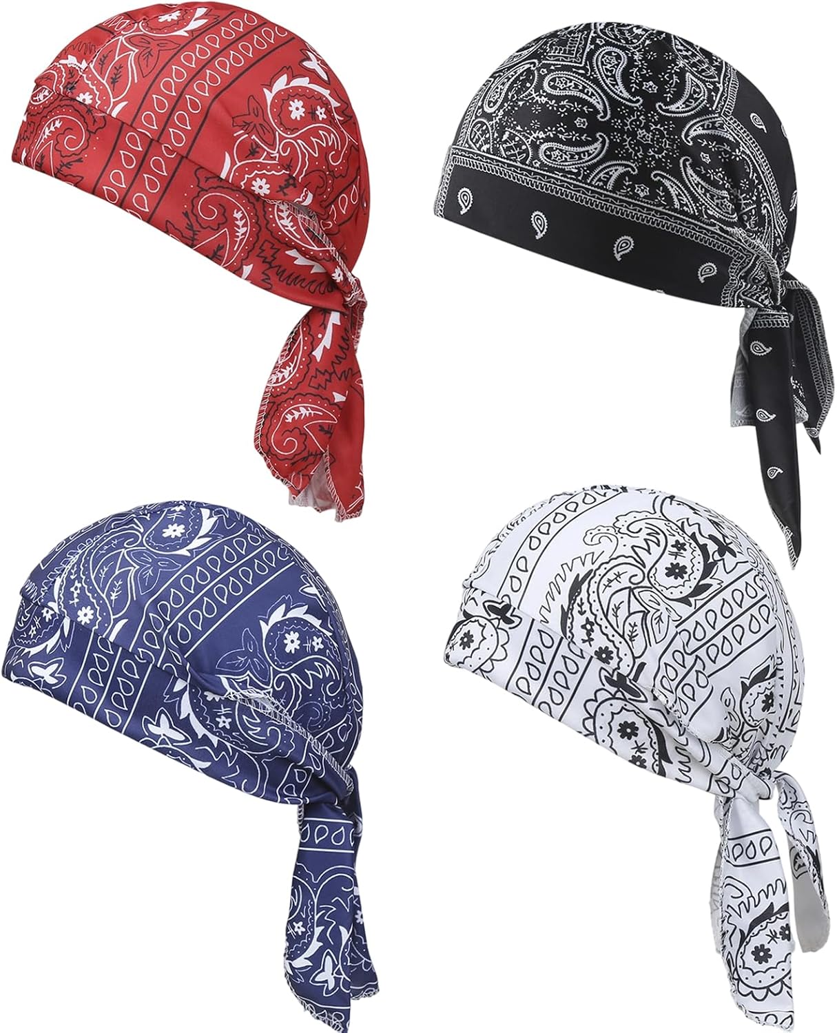 GZGRYTRC Bandana, 4 Pcs Cooling Helmet Liner Bandana for Men, Breathable Sweat Wicking Headband for Cycling, Motorcycle Riding, Running, Outdoor Activities, Lightweight 30g