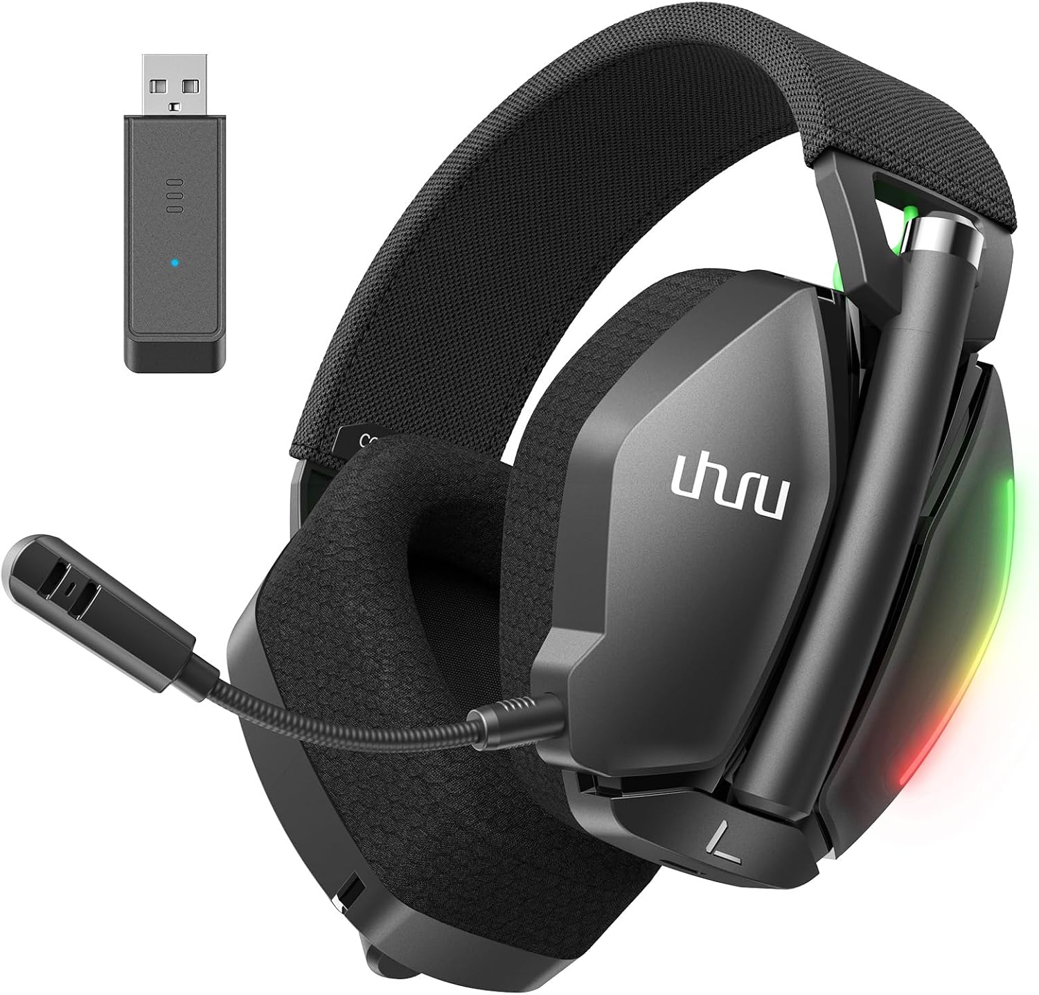 UHURU Dual Wireless Gaming Headset with Microphone for PS5 PS4 PC: Gaming Headphones with Stereo Sound - 32Hr Battery - Cool RGB