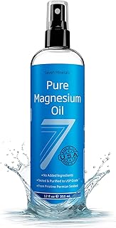 Seven Minerals, Pure Magnesium Oil Spray - Big 12 oz (Lasts 9 Months) - USP Grade Magnesium Spray, No Unhealthy Trace Minerals - from Ancient Underground Permian Seabed in USA, Free eBook Included