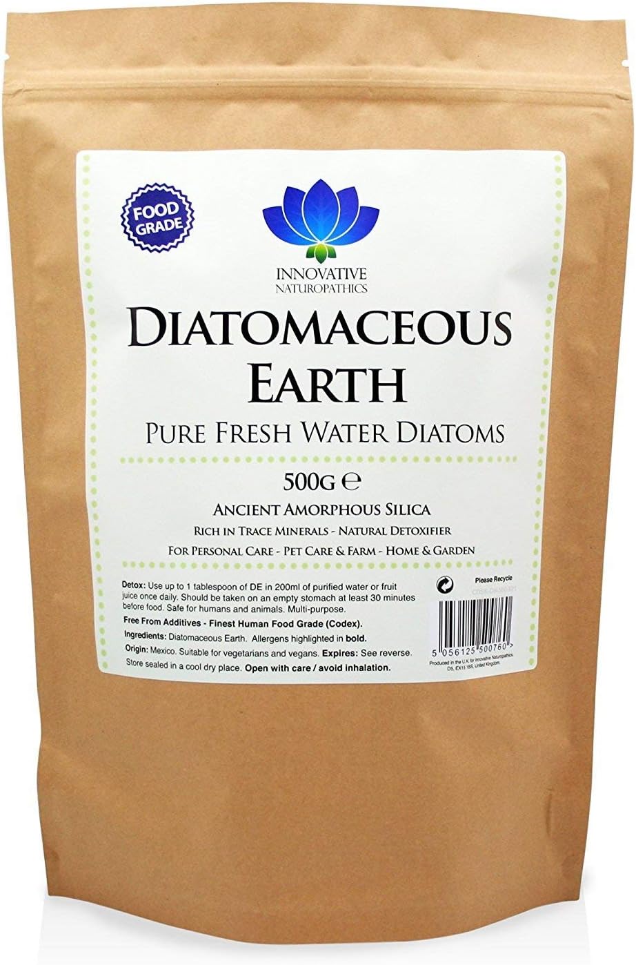 Diatomaceous Earth 500g - Pure Food Grade - Ultrafine Powder