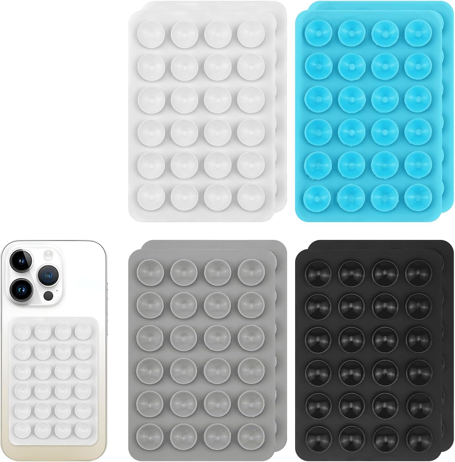 8Pcs Suction Cup Phone Holder, Silicone Suction Phone Case Mount for Selfies & Tiktok, Non Slip Suctions Cup Mobile Phones Holder Mat for Car, Wall, Glass, Tiles, iPhone, Samsung, Huawei