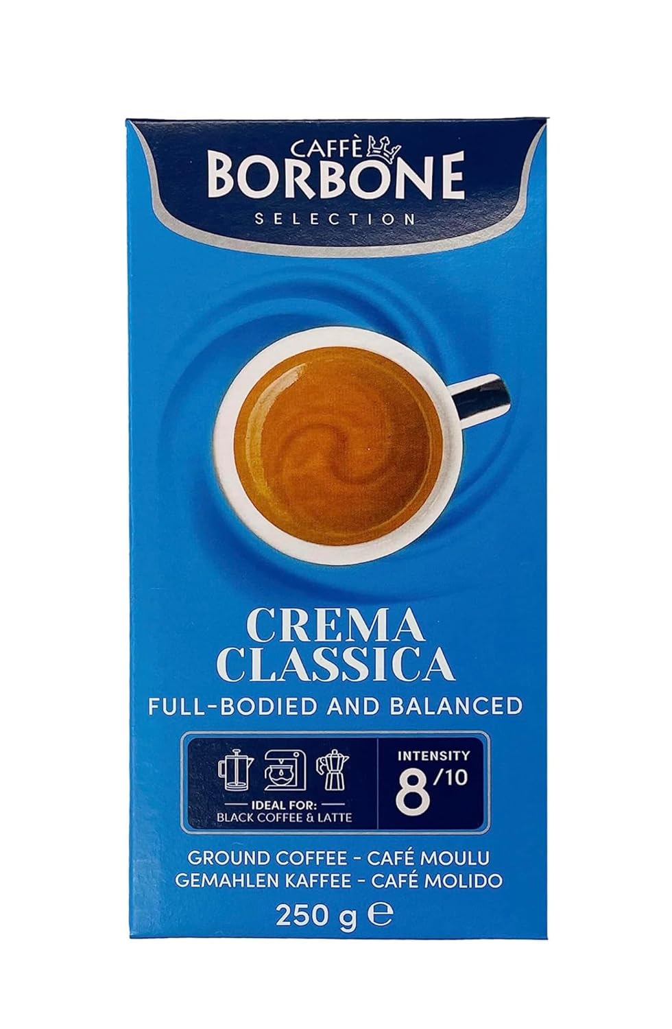 CAFFÈ BORBONE Ground Coffee - 8.8 oz Freshly Roasted Miscela Nobile (Blu) Blend for Espresso Machines Intensity 8.5/10, Strong and Sweet Made in Italy