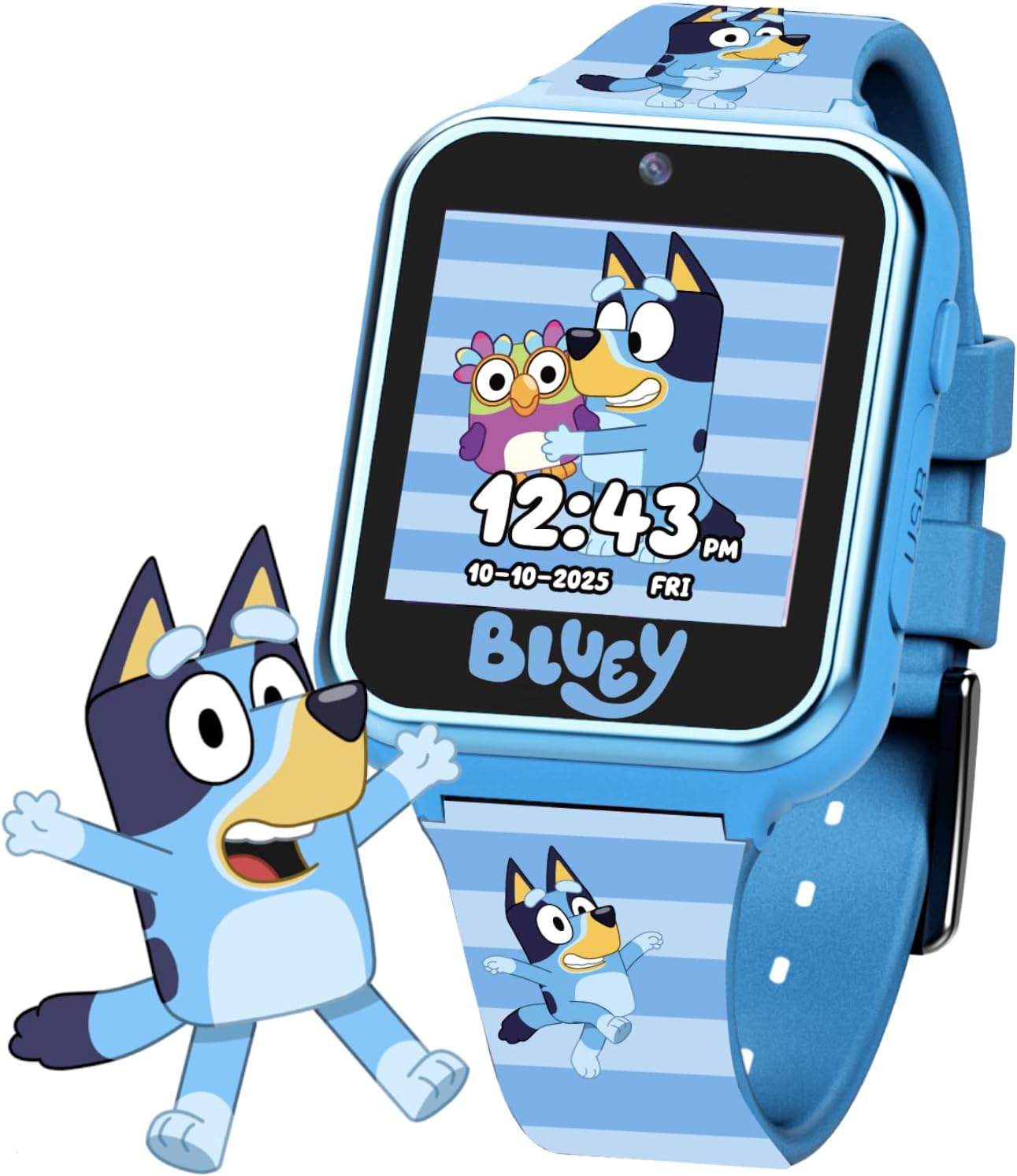 Bluey Kids Smartwatch with Camera, Games, Pedometer and Audio Recorder for Creative Play and Learning, 1.5" Touchscreen, Blue, Fits 5.5"-8.0" Wrists, for Boys and Girls Ages 3+