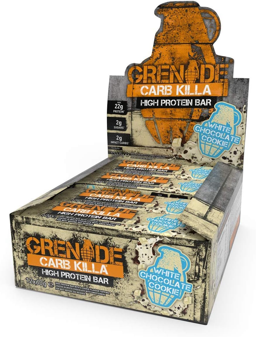 Grenade Carb Killa High Protein and Low Carb Bar , White Chocolate Cookie, 720 gram (12 x 60 g)