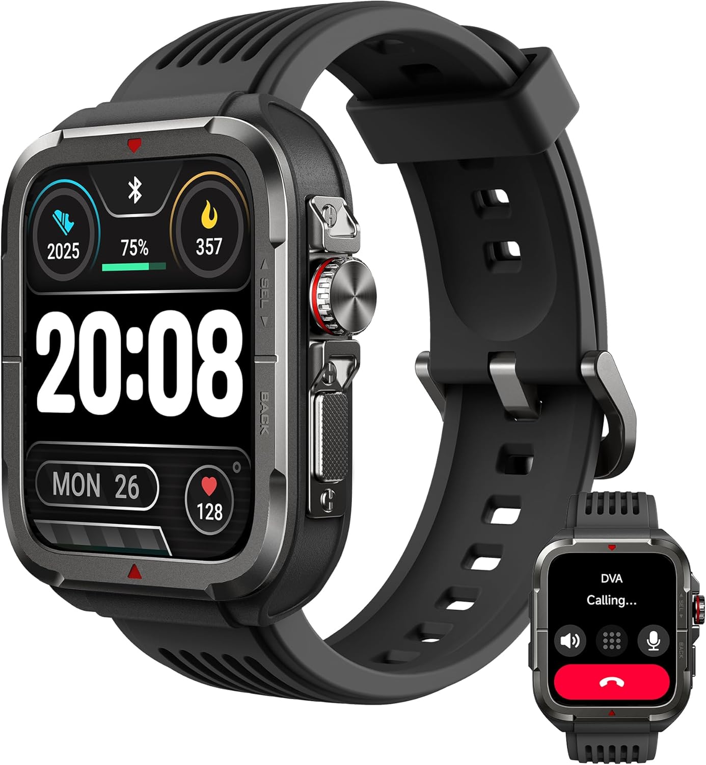 SKG Smart Watch for Men Women, 1.8" Men's Military Smartwatch for Android iPhone with Alexa Built-in, IP68 Waterproof, Fitness Tracker with 100+ Sports, R8