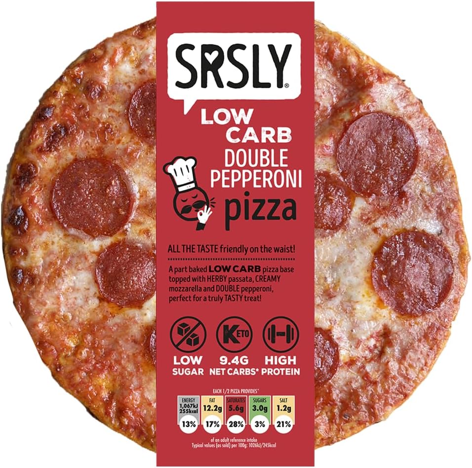 SRSLY Low Carb Pizzas | 9 Inch | Multipack of 3, 6 or 9 | Keto | Low Carb | Low Sugar | High Protein | No Compromise (Pepperoni, x9 Pizza's)