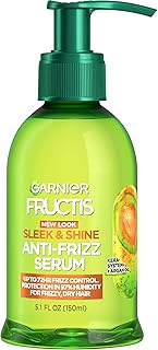 Garnier Fructis Sleek & Shine Anti-Frizz Serum for Frizzy, Dry Hair, Argan Oil, 5.1 Fl Oz, 1 Count (Packaging May Vary)