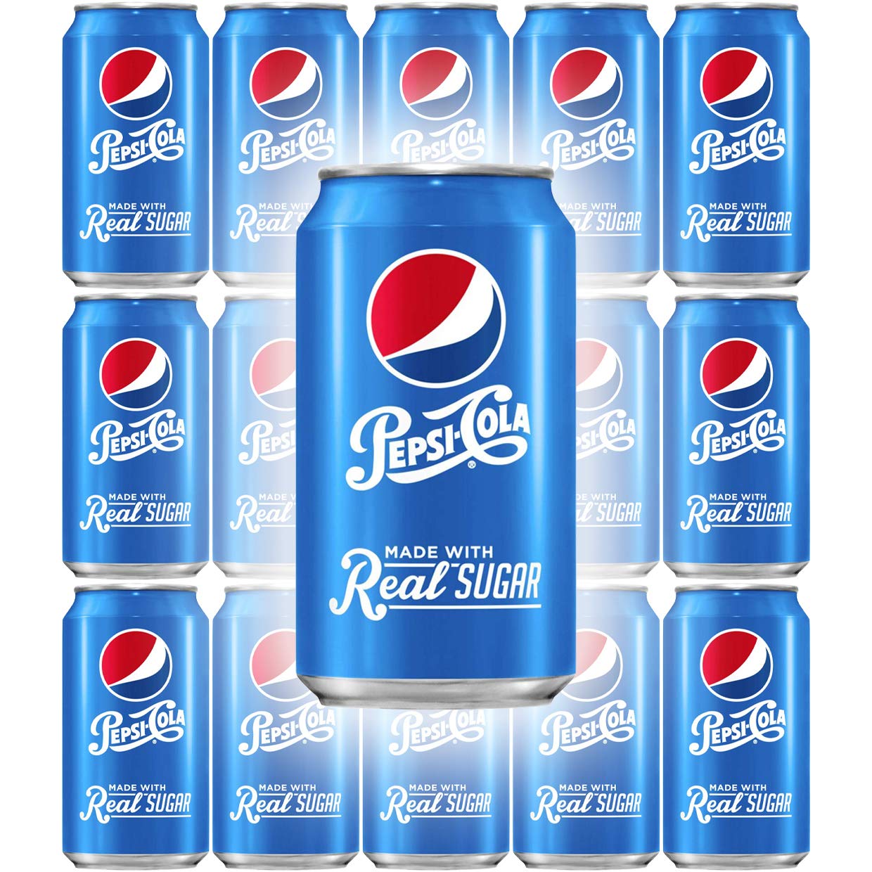 Pepsi Soda With Real Sugar, 12 Fl Oz Can (Pack of 15, Total of 180 Oz)