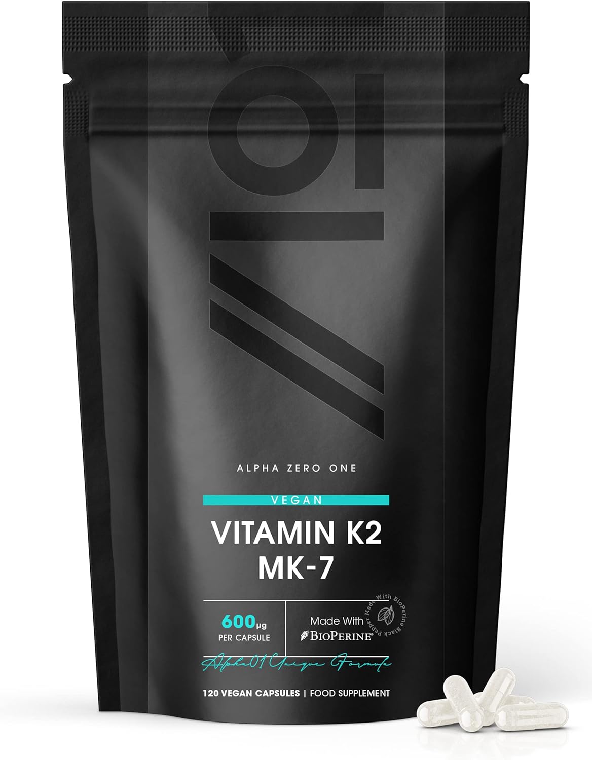 Vitamin K2 MK-7 600mcg - 120 Capsules - Fermented Natto Based Vegan Vitamin K - Supports Bone Health (120 Day Supply)