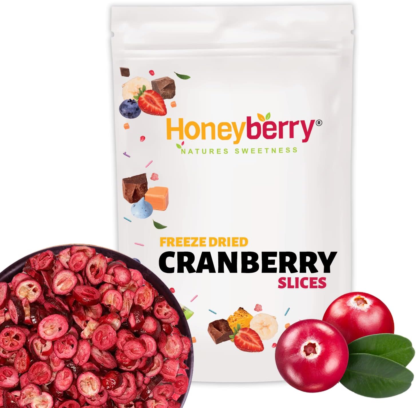 Freeze Dried Cranberry Slices 100g - No Added Sugar, 100% Natural, Gluten Free, Vegan Friendly