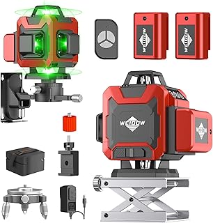 Laser Level,WEIDDW 4D 16 Lines Laser Level 4x360 Self Leveling Tool for Construction and Picture Handing Green Cross Line Vertical and Horizontal Line leveler Tool with Two Rechargable Batteries
