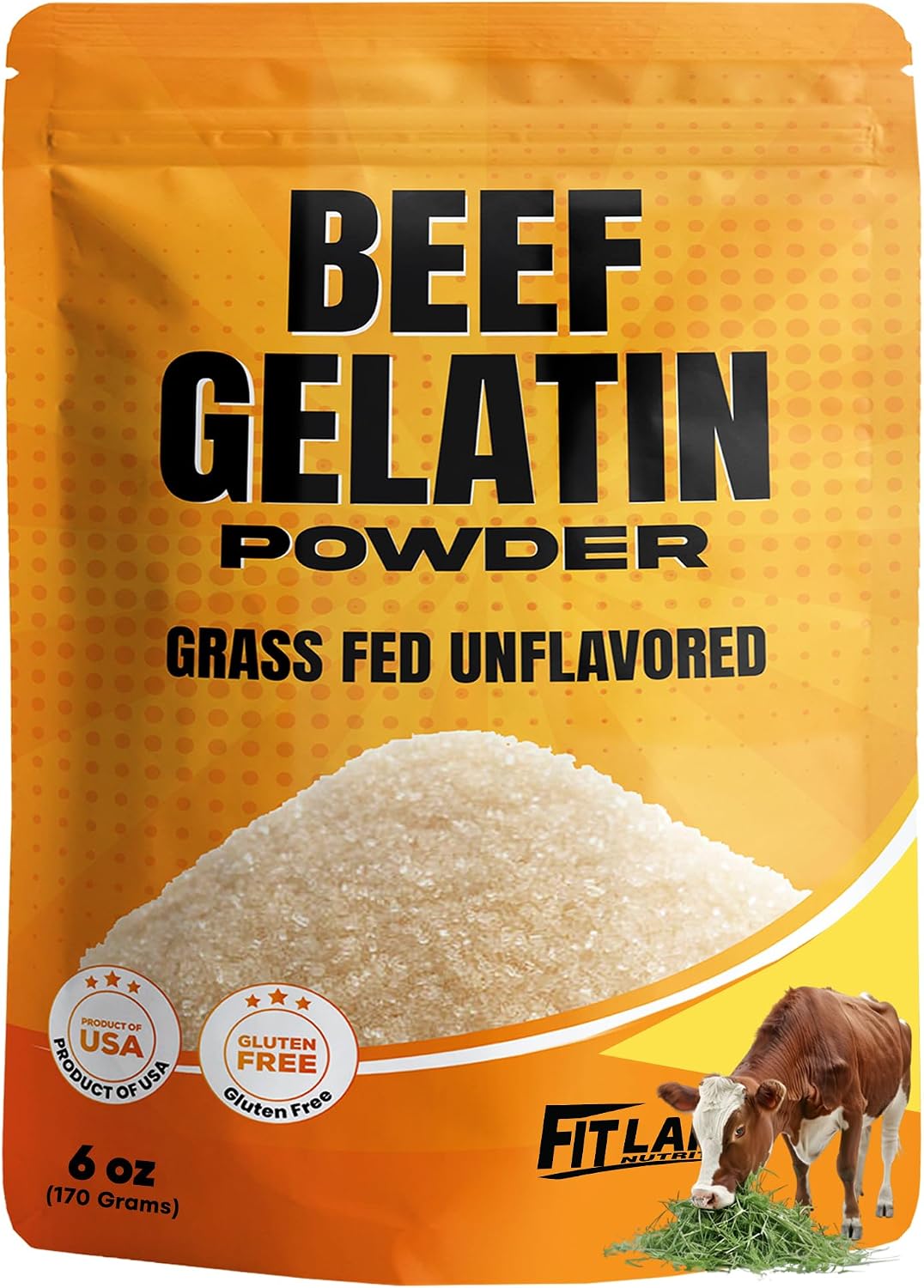 Beef Gelatin Powder 6 oz, Grass-Fed Unflavored, Gelatina sin sabor