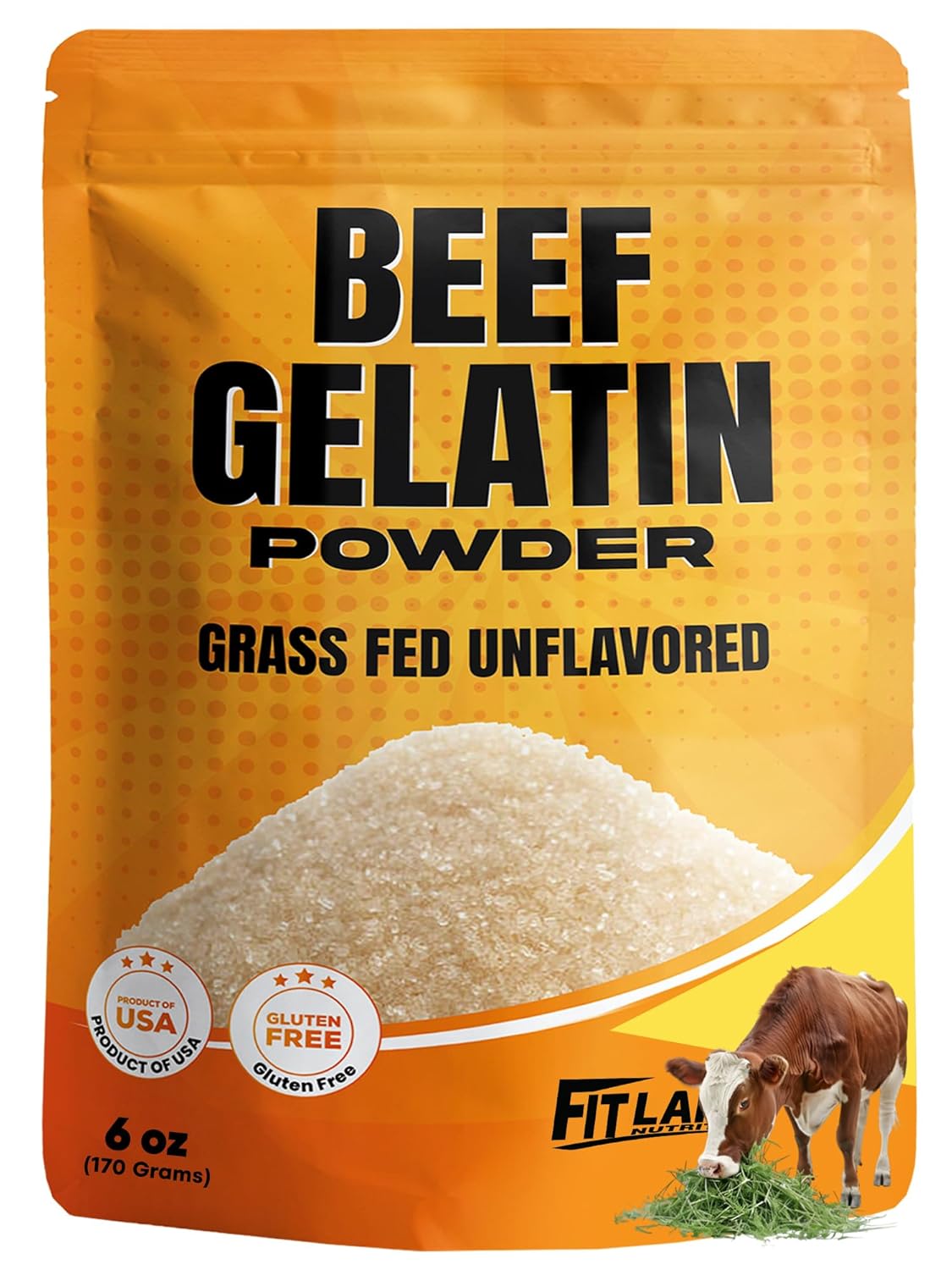 Beef Gelatin Powder 6 oz - Grass-Fed, Unflavored, Non-GMO - Premium Thickening Agent for Cooking & Baking - Perfect for Gummy Candy, Marshmallows and Sauces.
