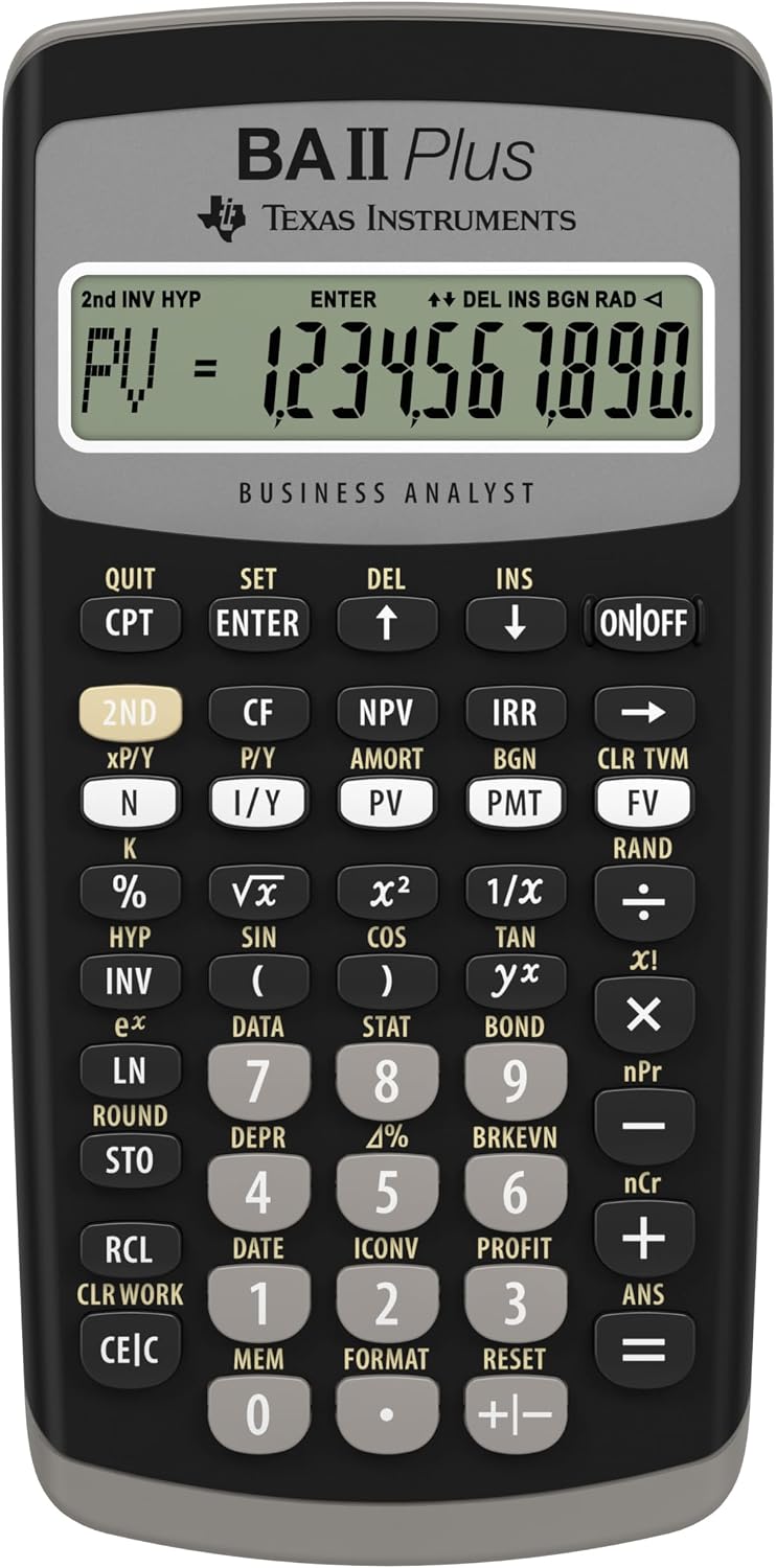 Texas Instruments IIBAPL/TBL/1L1 BA II Plus Financial Calculator, Black, small
