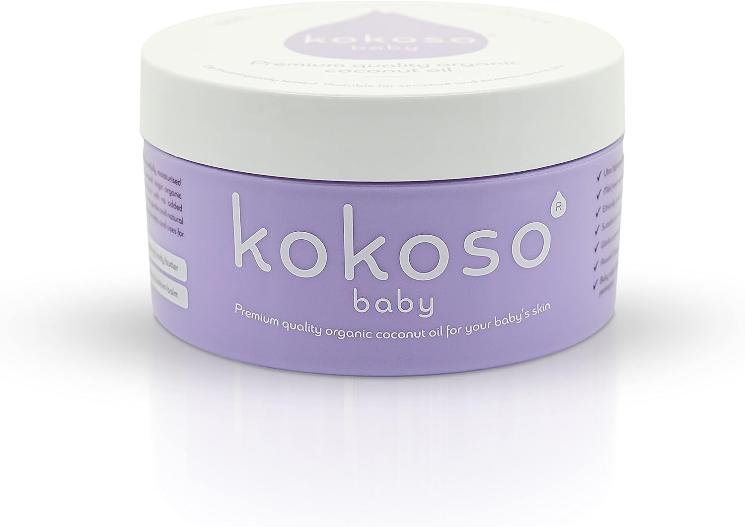 Kokoso Baby Organic Coconut Oil - Moisturising 100% Natural Baby Oil for Baby Massage, Dry, Sensitive and Normal Baby Skin - 200ml (168g)