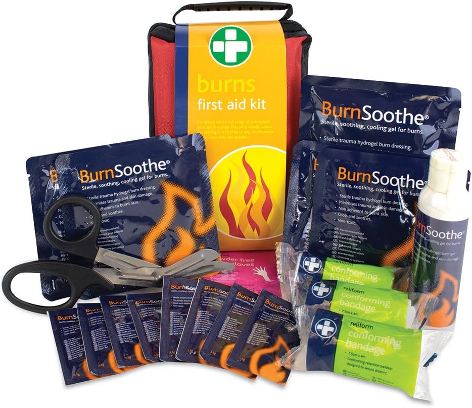 Reliance Medical Burn First Aid Kit - Red Stockholm Bag, Revolutionary Relabel Dressings, Ideal for Kitchens and Hazard Areas
