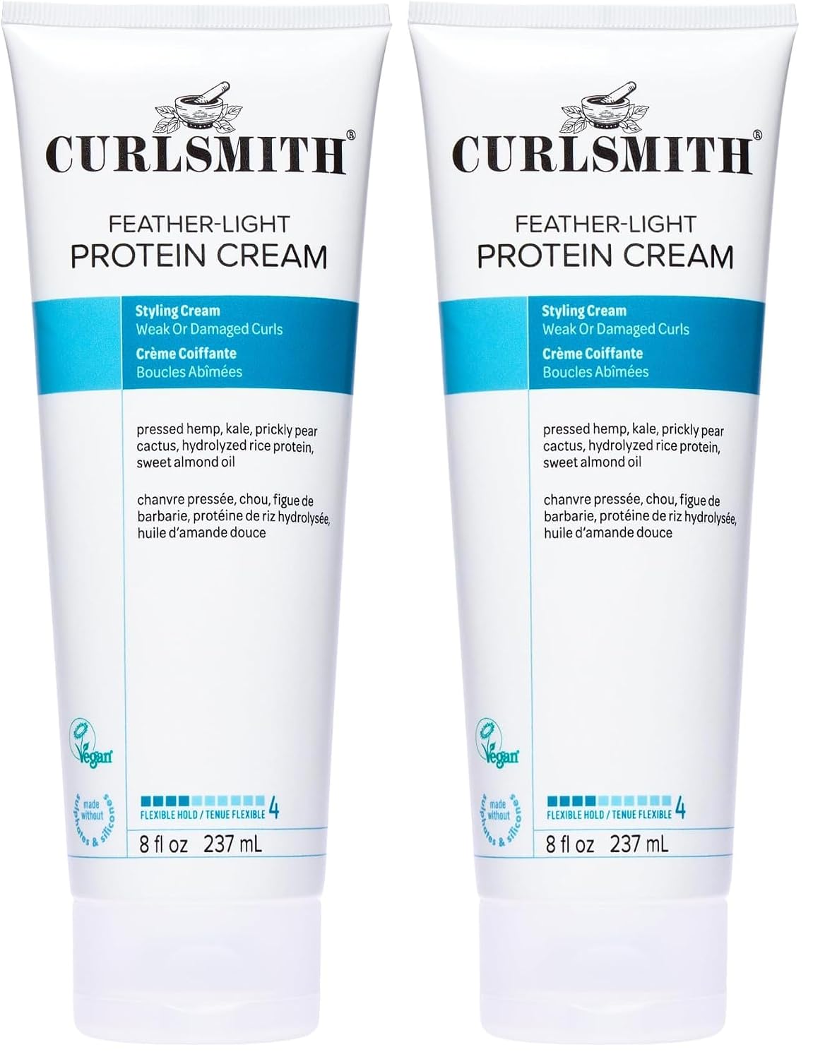 CURLSMITH Feather Light Protein Cream - Flexible Hold Curl Cream,Protein-Rich Styling-Cream for Curls,For All Curl Types,Best-for Weak and Damaged Curls,Vegan & Cruelty Free (8 oz),(Pack of 2)