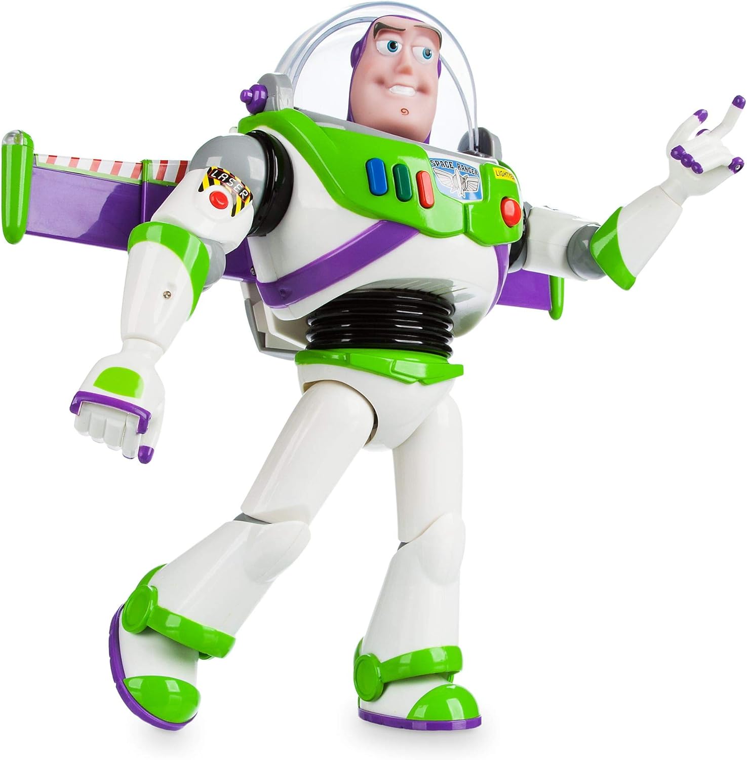 Disney Store Official Buzz Lightyear Interactive Talking Action Figure, Toy Story Astronaut Space Ranger, 30cm/11”, Features 10+ English Phrases, Interacts with Other Figures and Toys, Lights, Ages 3+
