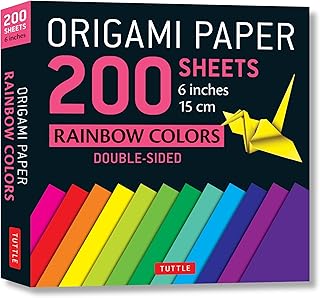 Origami Paper 200 sheets Rainbow Colors 6" (15 cm): Tuttle Origami Paper: Double Sided Origami Sheets Printed with 12 Different Color Combinations (Instructions for 6 Projects Included)