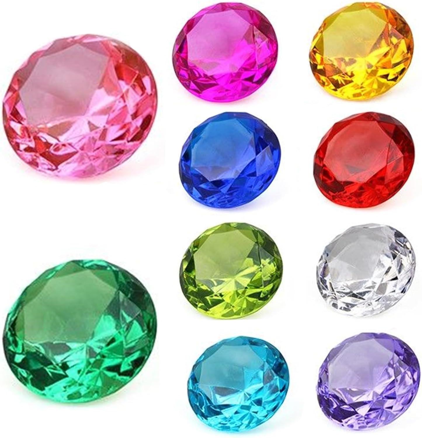 Tadoiooy Multi-Item Party Favour Packs, 2Set Acrylic Gems 1.6 Inch Multicolor Chaos Emeralds Pirate Treasure Hunt Prop Fake Gems Easy to Clean Little Gems Gift for Birthday Christmas