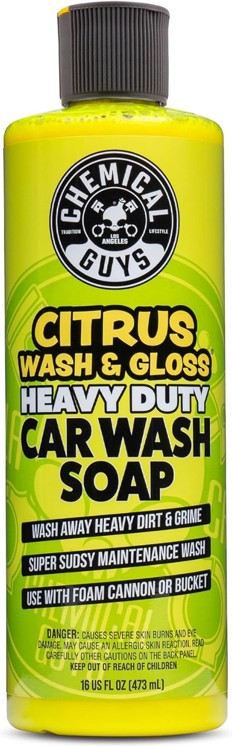 Chemical Guys CWS_301_16 Citrus Wash and Gloss Citrus Based Hyper-Concentrated Wash+Gloss - 16 oz, Yellow