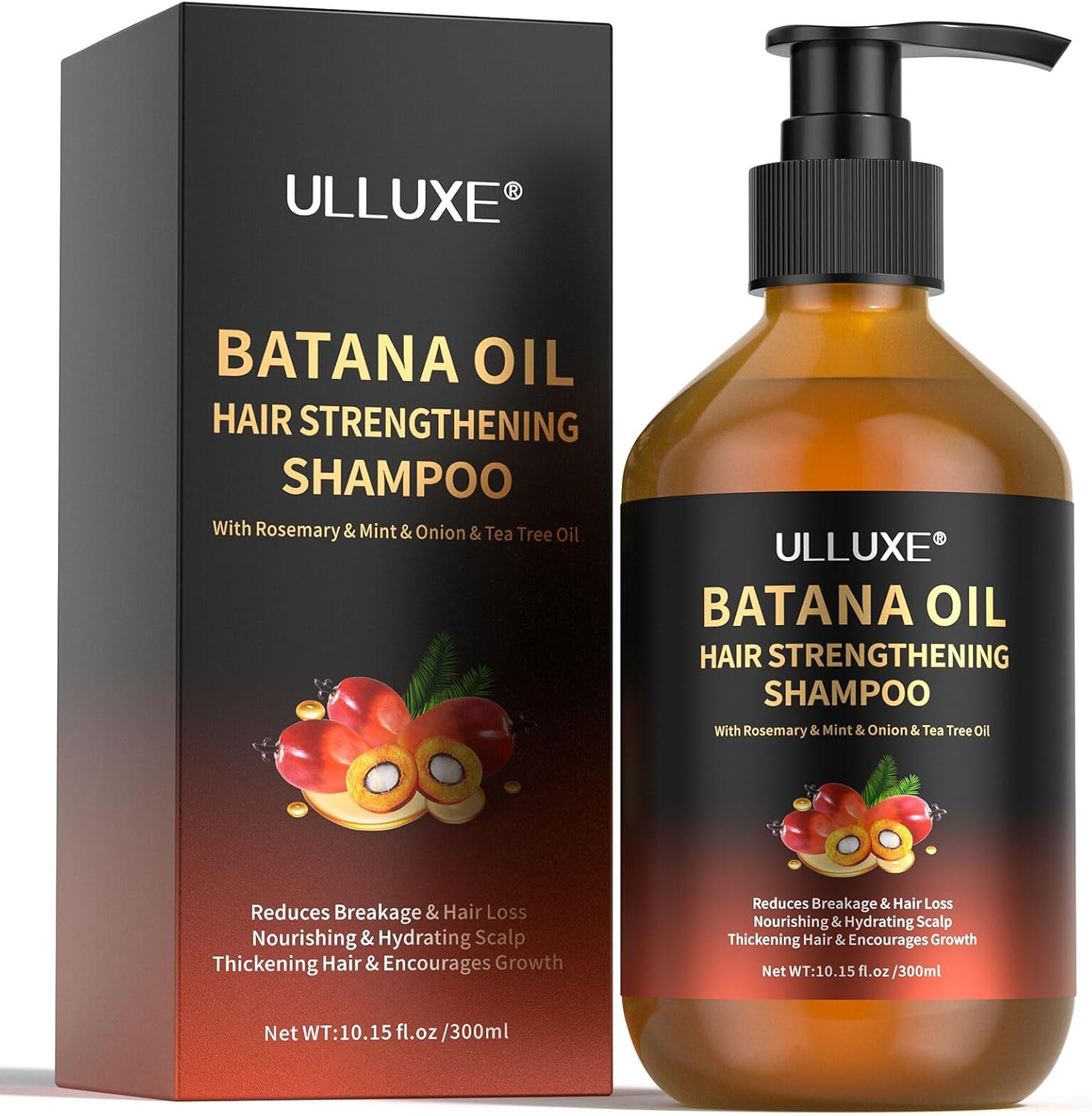Batana Oil Shampoo for Hair Growth, Strengthening and Growth-Promoting Formula for Men and Women with Thinning Hair or Hair Loss, Enriched with Rosemary, Nourishes the Scalp,300mL
