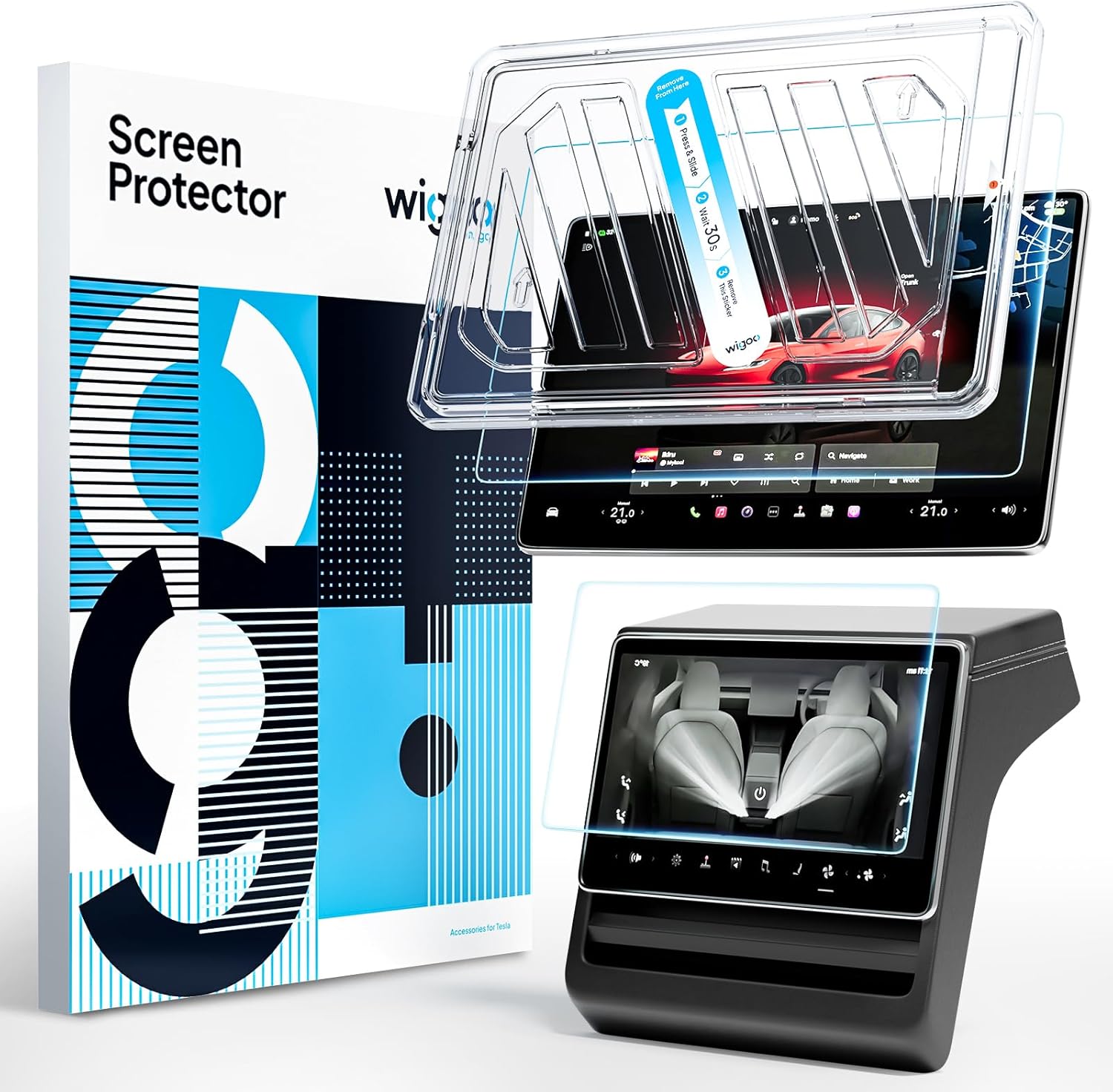 Wigoo 2026 Tesla Model Y Juniper (Premium & Performance) Screen Protector Matte [No Glare & Fingerprint] Tesla Model Y Juniper 2026 Accessories, 16" Tempered Glass Protector with Alignment Kit