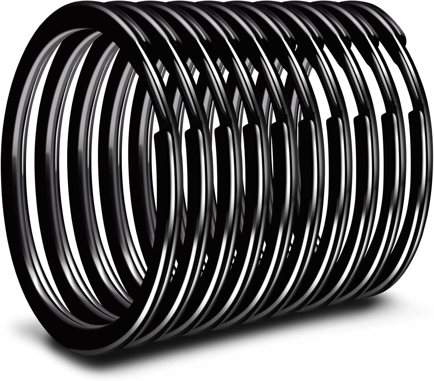 Rainspire 1 Inch/25mm Heavy Duty Key Rings, Stainless Steel Key Rings 10 Pcs Round Split Key Rings for Keychains Key Chain Rings (Black)