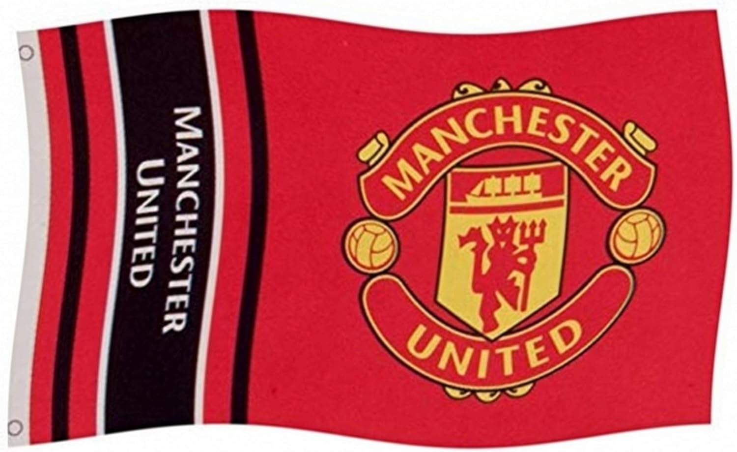 Manchester United FC Wordmark Stripes Flag (5 x 3ft) (Red)