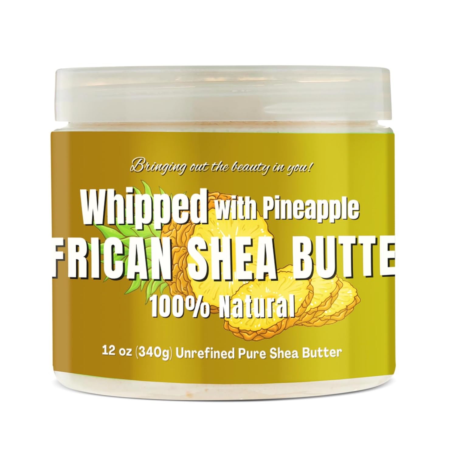 RA COSMETICS Whipped Shea Butter Pineapple - 12oz | 100% Pure & Natural African Shea Butter for Men & Women - Ultimate Handcrafted Moisturizer with Essential Vitamins for Radiant Skin & Luscious Hair
