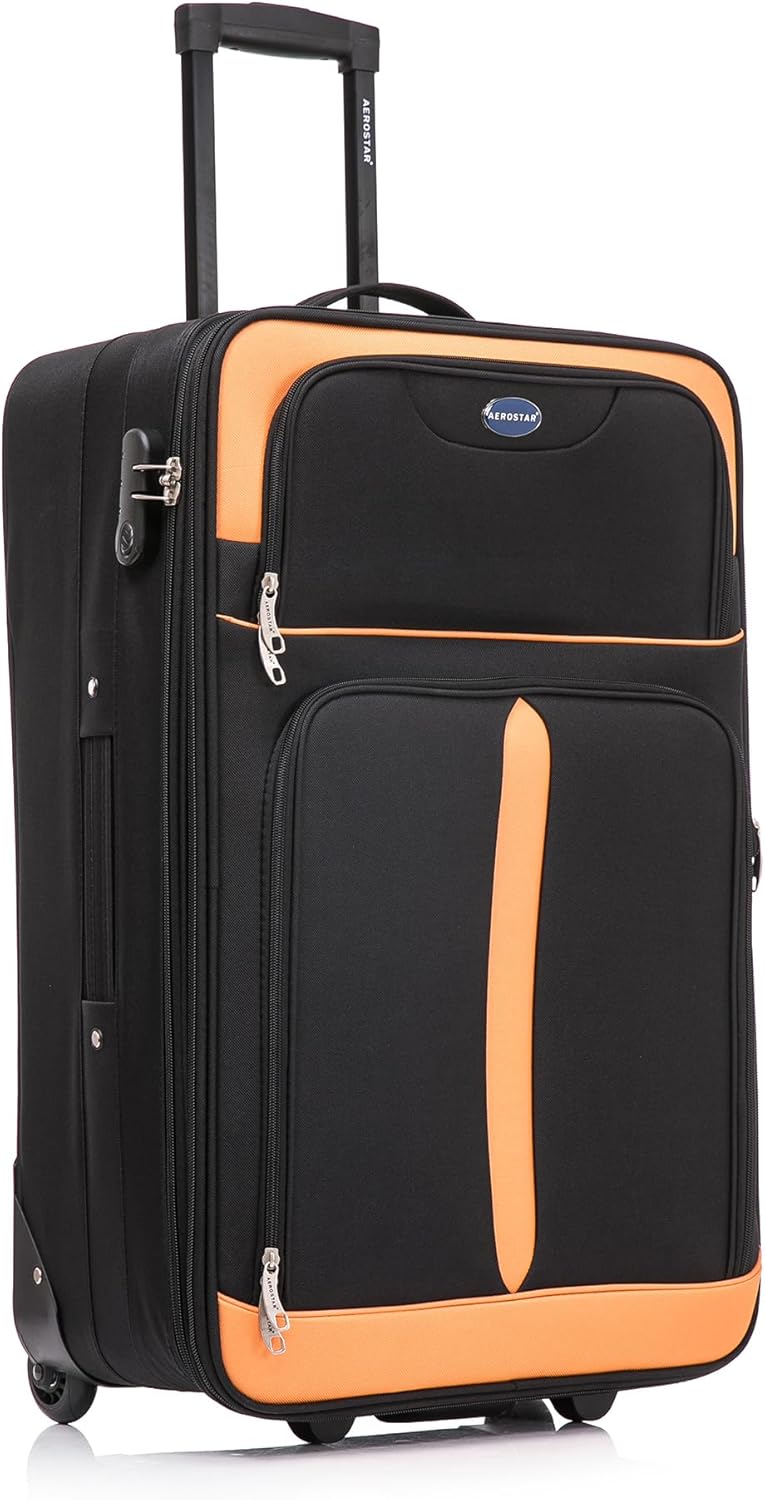 Aerostar Carry-on Lightweight Soft Expandable Suitcase, Hand Luggage 2 Wheel & Combination Lock | Accepted All Airlines Easyjet, RyanAir, British Airways
