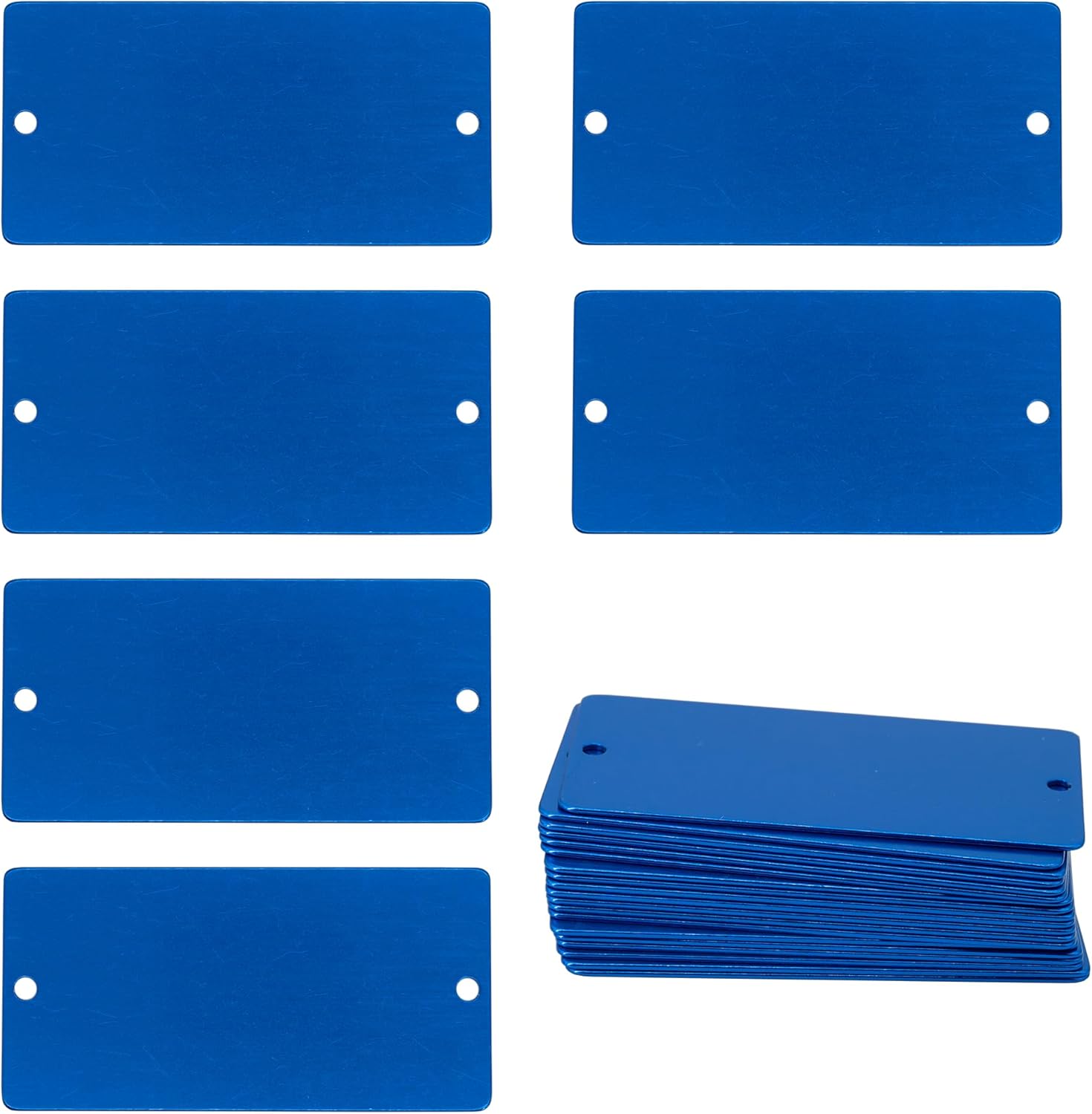 StayMax Aluminum Engraving Blanks with 2 Holes 1.5x3 Inch 25 Pack (Blue)