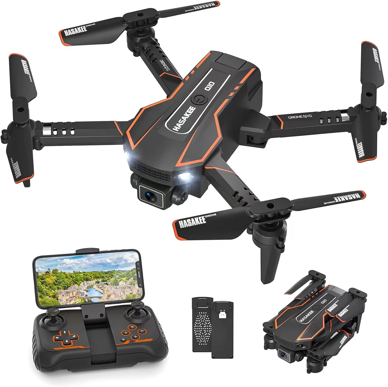 Q10 Mini Drone with Camera for Kids and Adults, 1080 HD FPV Foldable Quadcopter with Gravity Sensor Mode, Headless Mode, 3D Flips, Voice and Gesture Control, Kids Gift Toys for Boys Girls,Black