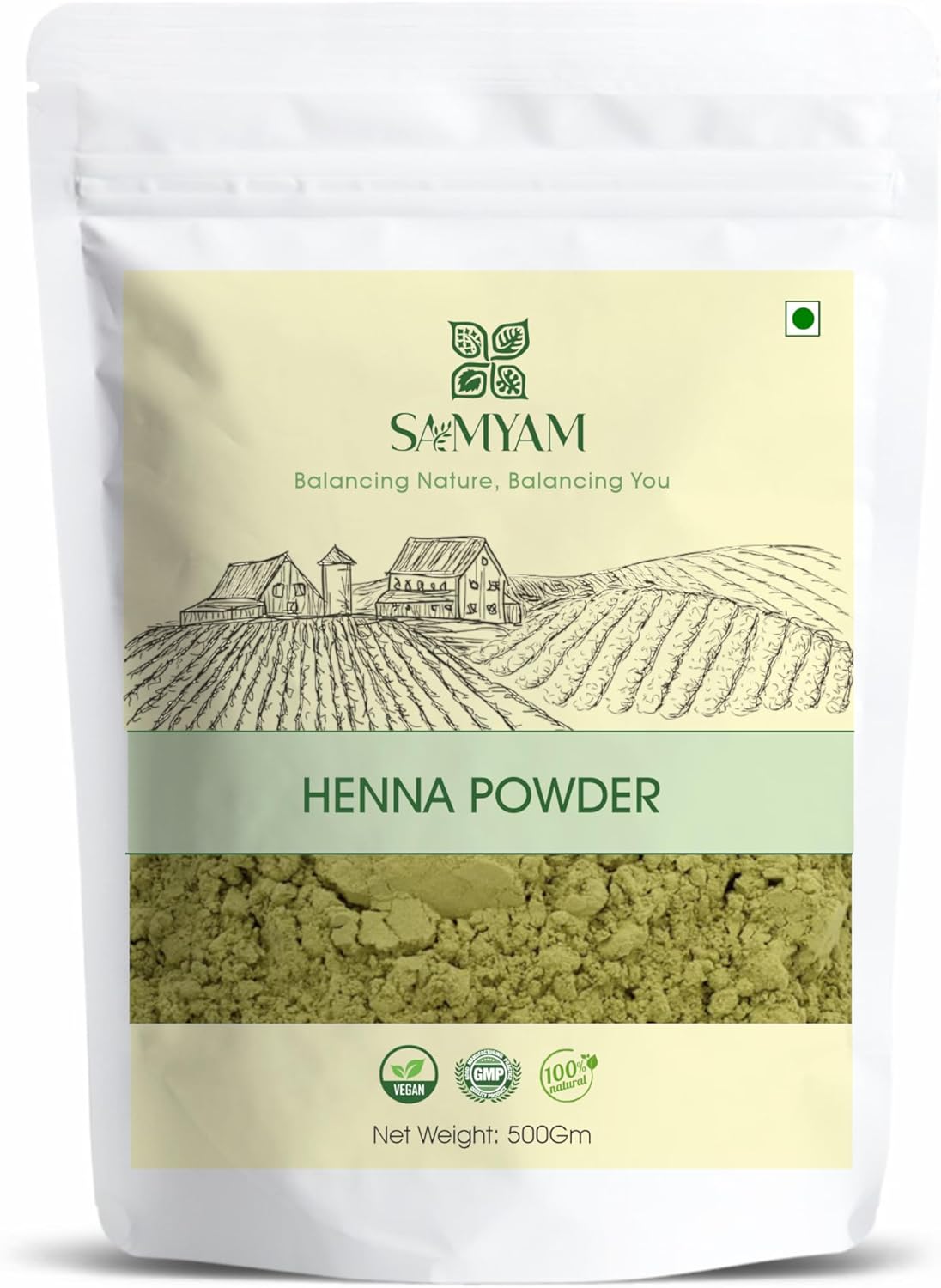 SAMYAM Pure Henna Powder - 500g Pack | Natural Hair Color, Triple Sifted Rajasthani Henna, PPD Free