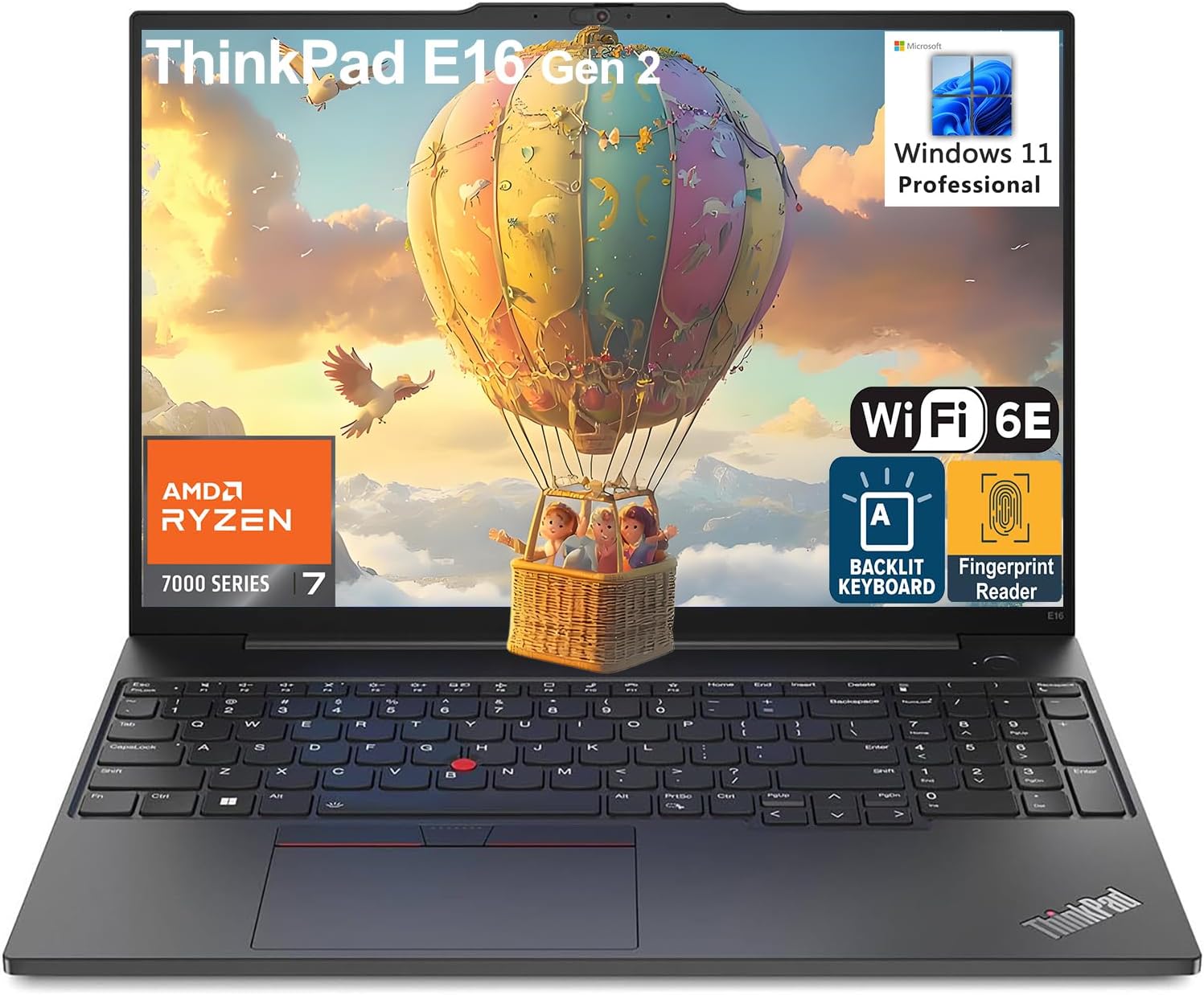 Lenovo ThinkPad E16 G2 Business Laptop Computer, 16" FHD+, AMD 8-Core Ryzen 7 7735HS (Beat i7-1360P), 32GB DDR5, 1TB PCIe SSD, WiFi 6E, Fingerprint Reader, Backlit Keyboard, Windows 11 Pro, AZ-XUT