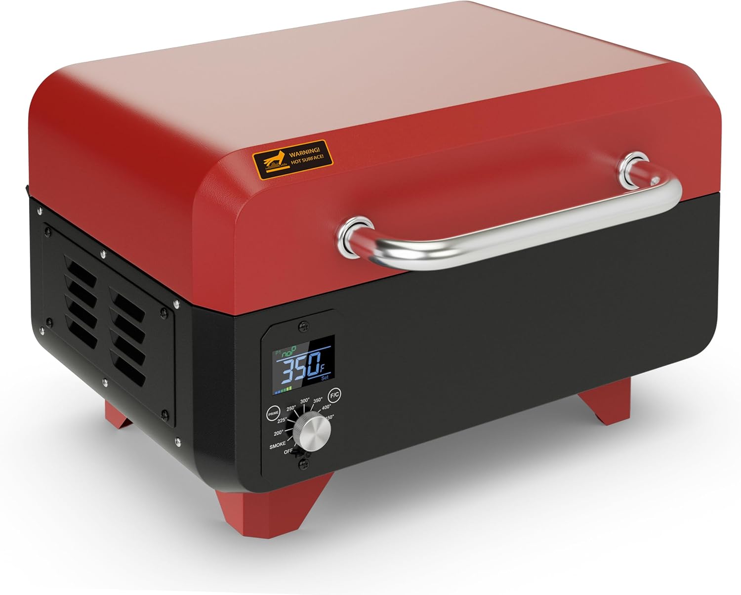 ORALNER Portable Pellet Grill and Smoker, 8 in 1 Tabletop Smoker Outdoor BBQ w/ Auto Temp Control for Camping RV Travel Tailgating Apartment Cooking, Small Wood Pellet Smokers w/ LCD Screen, Grease Bucket, Stainless Steel Meat Probe (Red)