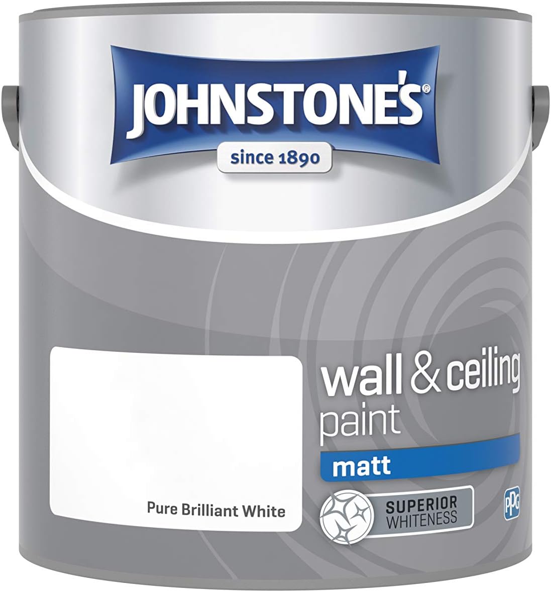 Johnstone's - Wall & Ceiling Paint - Pure Brilliant White - Matt Finish - Emulsion Paint - Fantastic Coverage - Easy to Apply - Dry in 1-2 Hours - 12m2 Coverage per Litre - 2.5L
