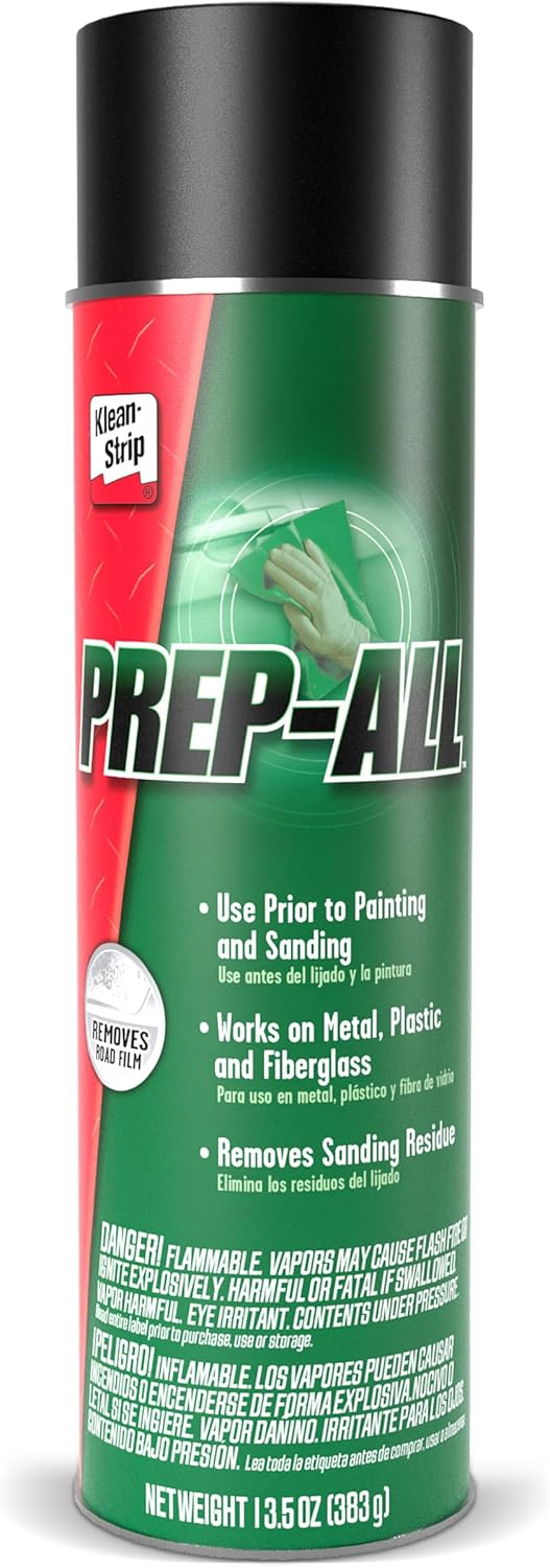 KLEAN-STRIP Prep-All Wax and Grease Remover, Fast-Acting Degreaser, Effective on Metal, Plastic, Fiberglass, Automotive DIY, 13.5 Ounce Aerosol