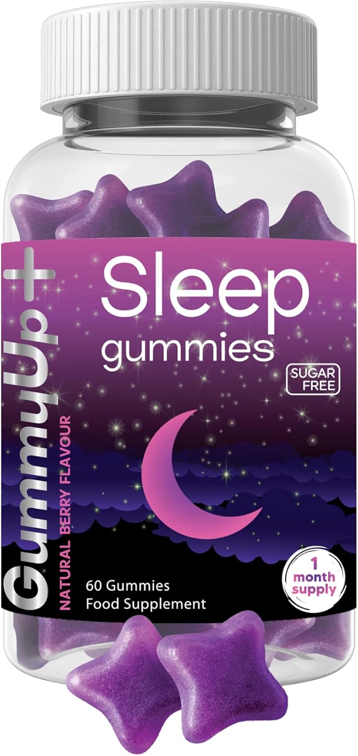 Sugar Free Sleep Gummies x 60 | High Strength Natural Sources Fast Absorbing | Vegan Friendly | Gluten-Free | Chewable Berry Flavour | Gummy up